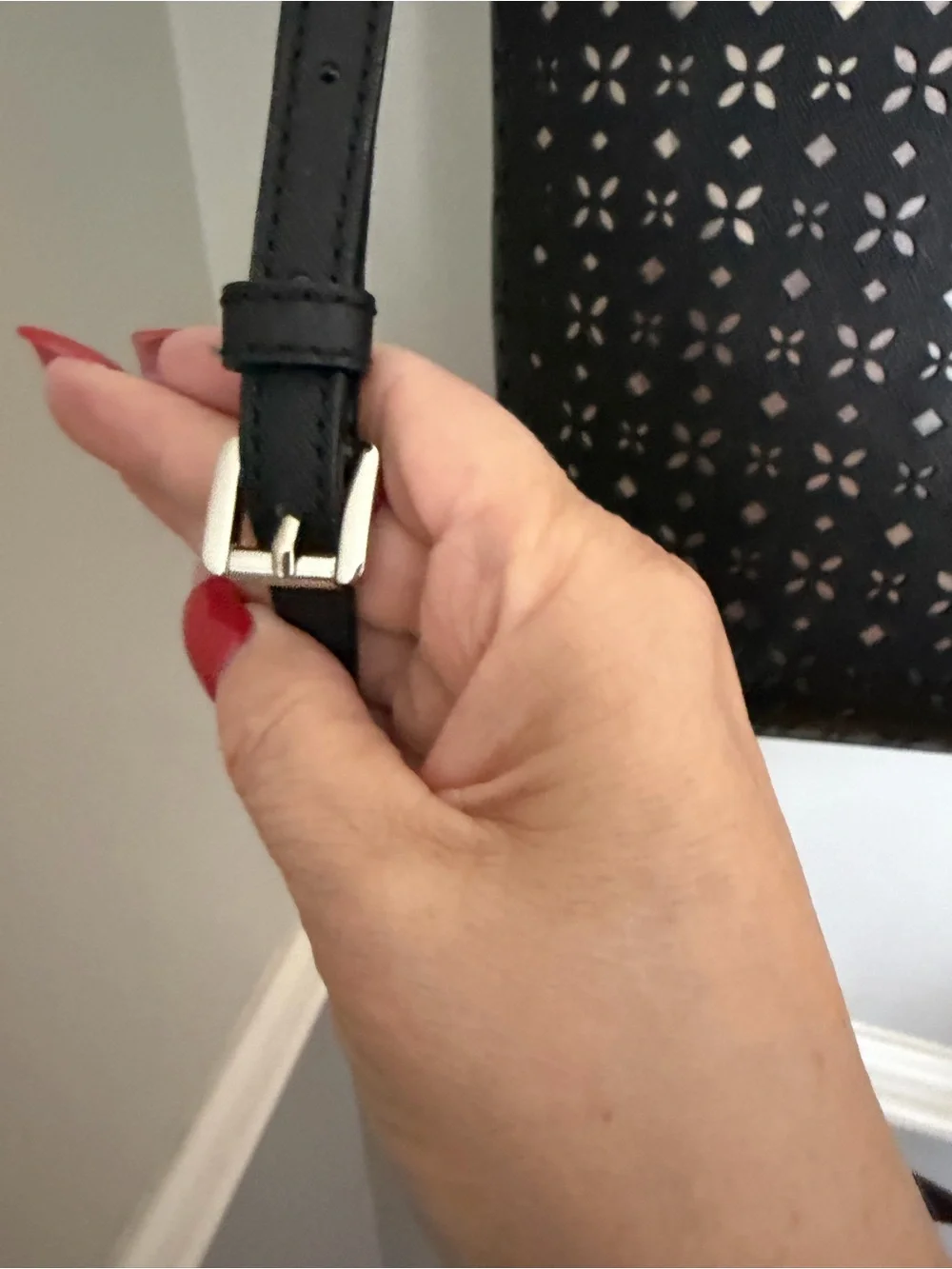 Michael Kors Black Perforated Tote with Logo Charm